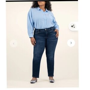 Kut from the Kloth Reese Fab Ab Ankle Straight Leg Jeans 18W High Rise Raw Hem